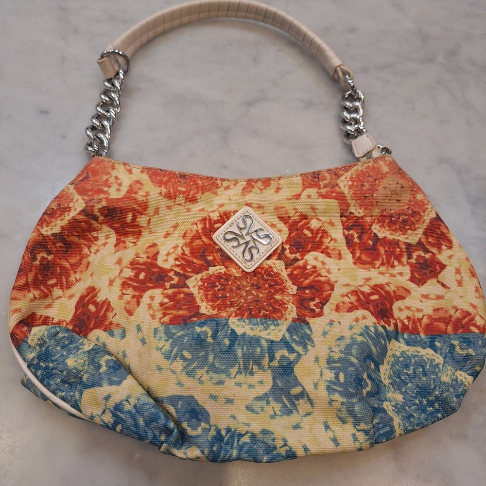 Vtg Y2K Simply Vera Vera Wang Hobo Bag Sm Multicolor Floral Canvas Chain Strap